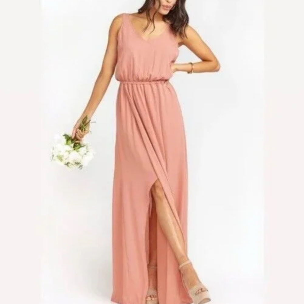 Show Me Your Mumu Kendall Chiffon Maxi Dress Bridesmaid Gown Rustic Mauve M NWT